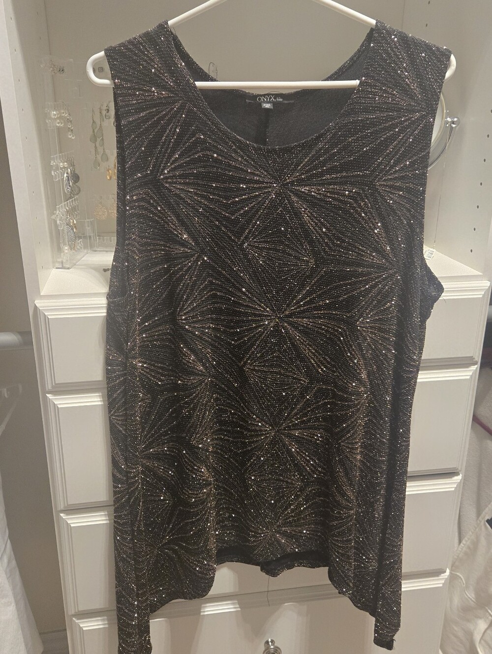 Onyx Nite Black Metallic Starburst Tank Top